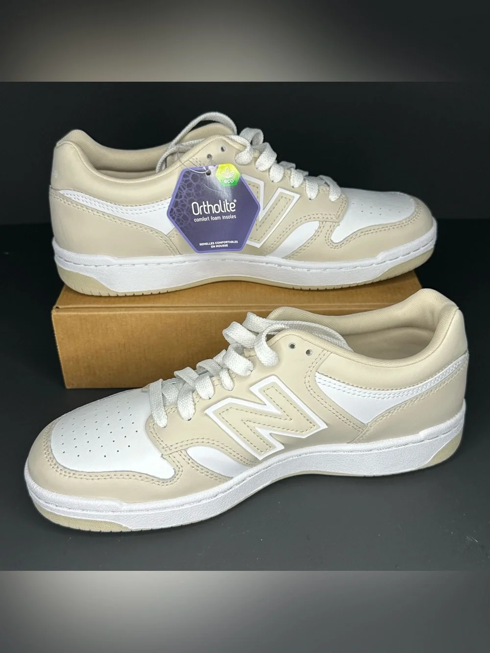 NWOB New Balance 480 Timberwolf Beige White Sneakers Mens 7.5 Womens 9